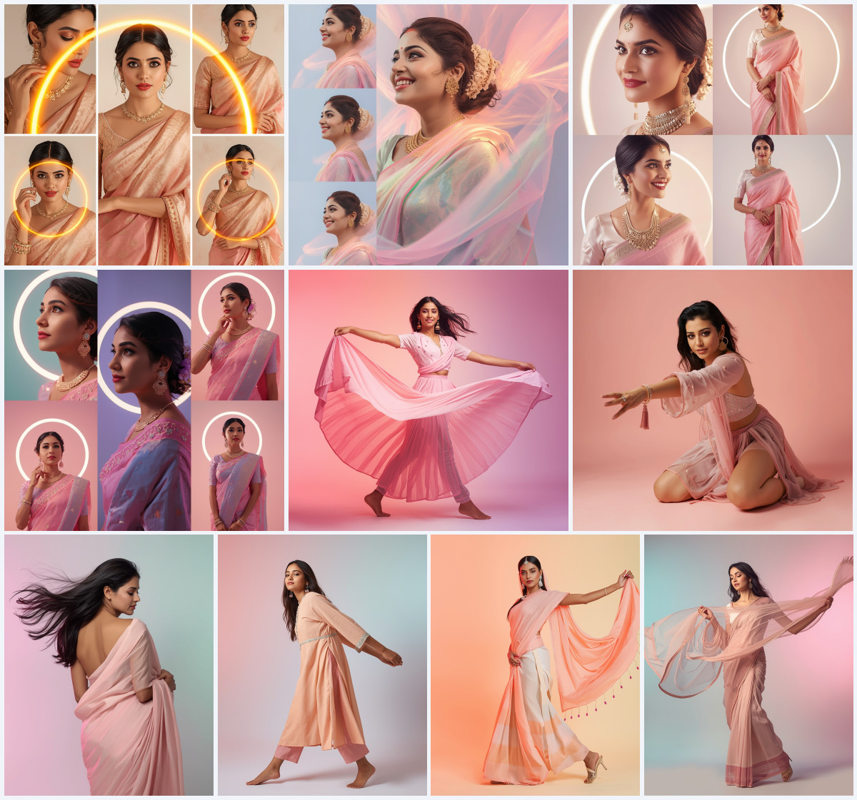 10+ Blush Pink Georgette Saree AI Prompts to Create Romantic Cafe Photos with Pristine Text-Free Quality