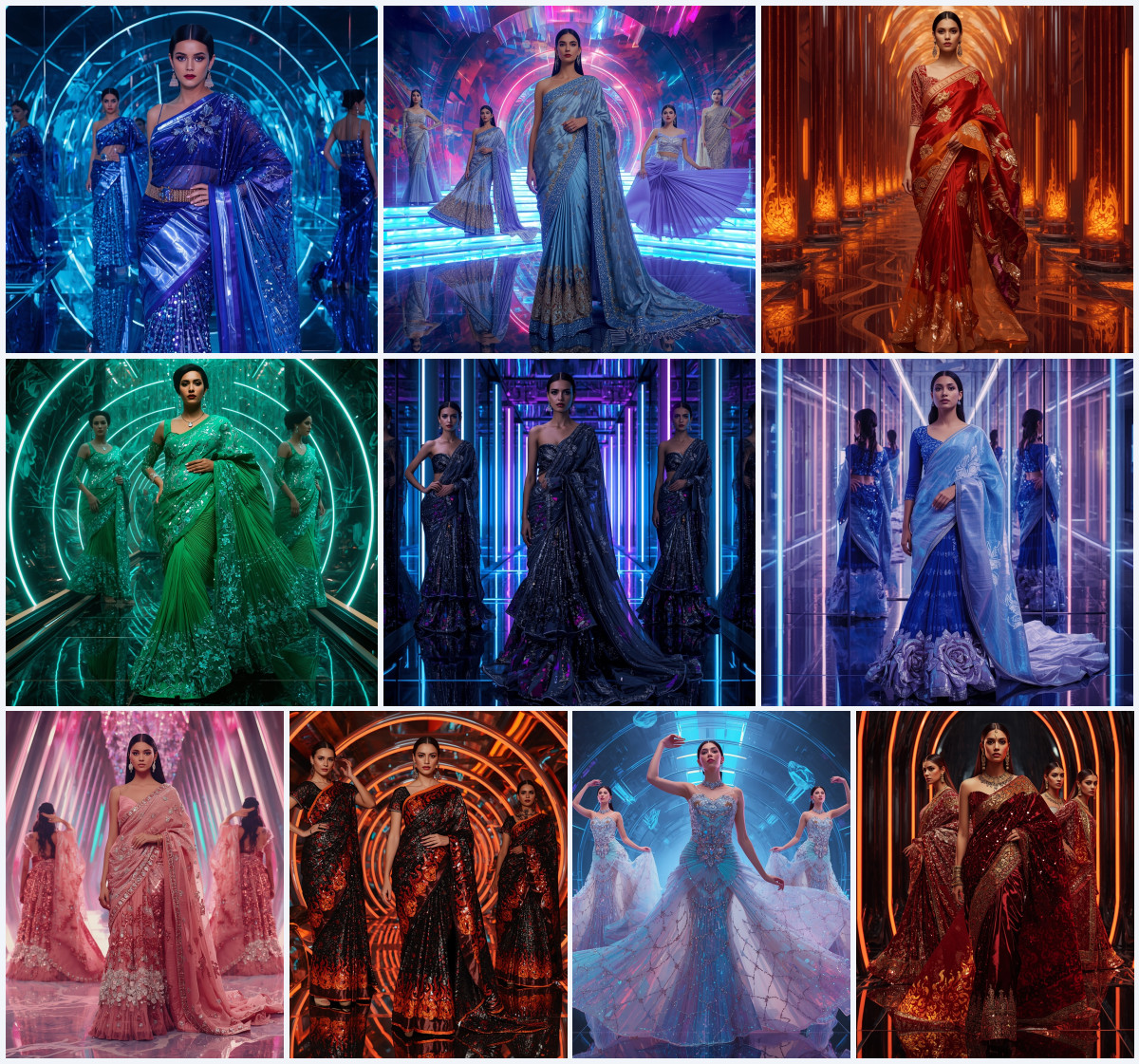 10+ Cyber-Silk Fancy Saree AI Prompts for Futuristic High-Key Visuals - Main Thumbnail