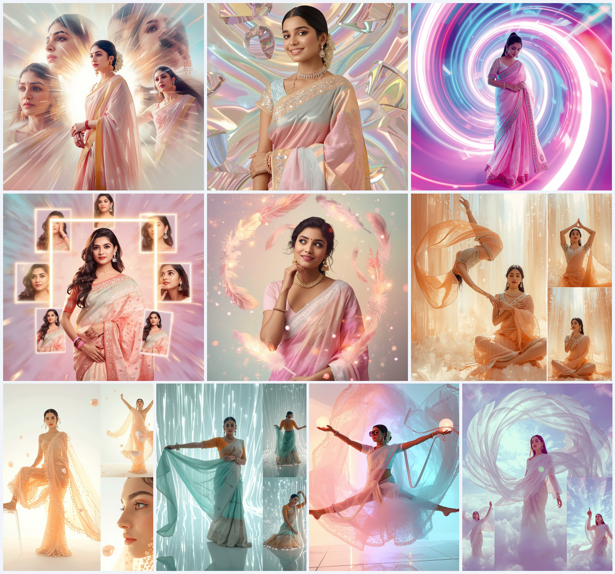 10+ Embroidered Chiffon Saree AI Prompts to Create High-Key Botanical Editorials - Main Thumbnail