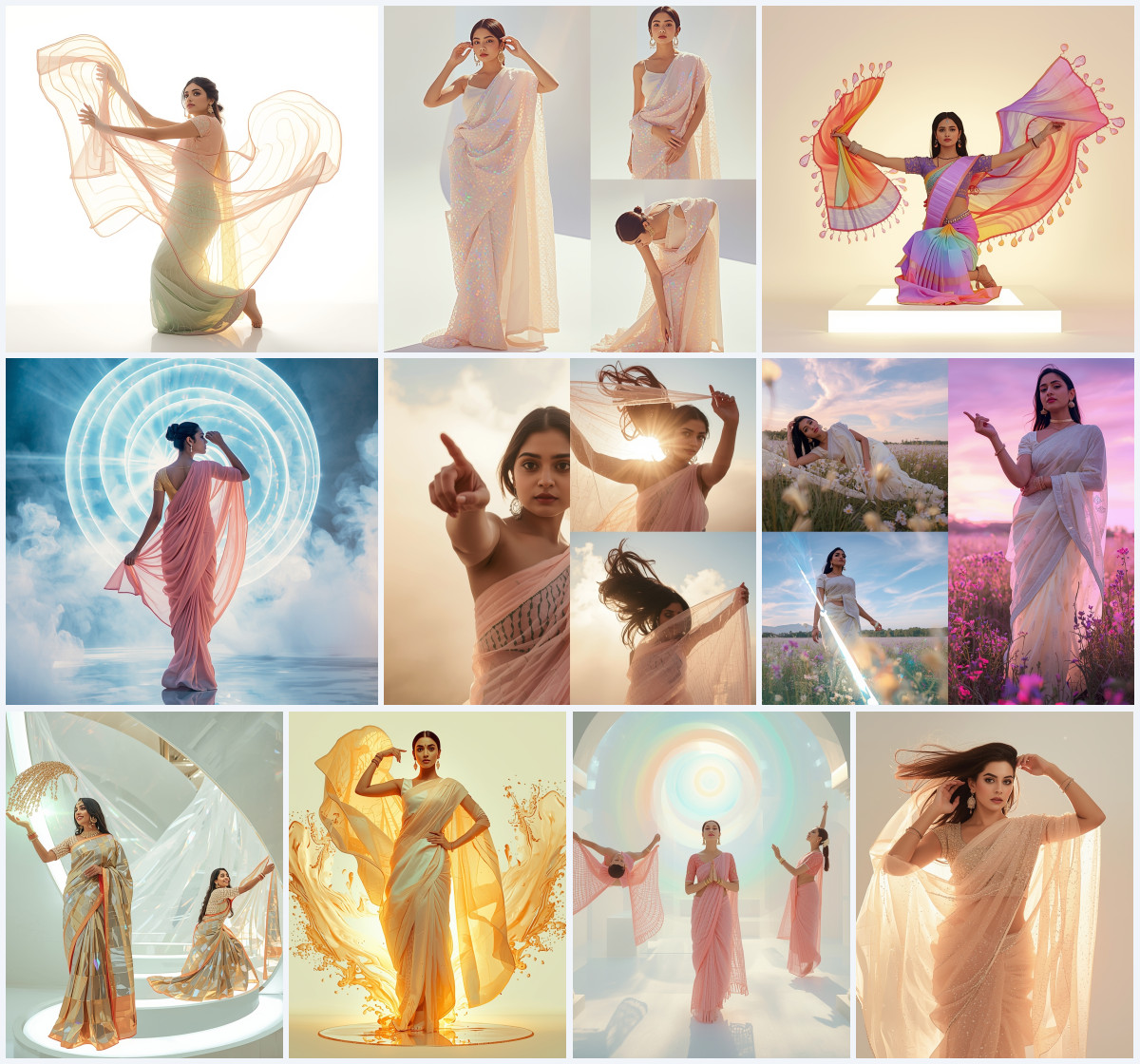 10+ Grand Festive Saree AI Prompts for Bright Shadow-Free Celebrations