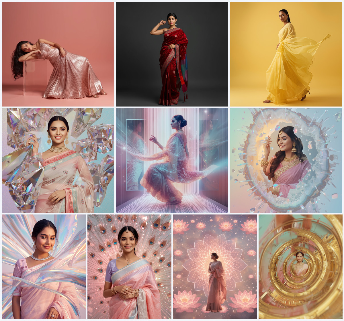10+ Pre-Draped Silk Dhoti with Cape Modern Saree AI Prompts for Avant-Garde Looks via Gemini and ChatGPT - Main Thumbnail