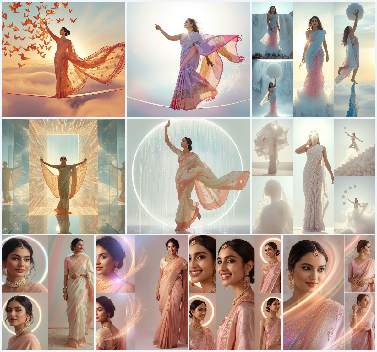 10+ Soft Grey Silk Saree AI Prompts to Create Flawless High-Fashion Modern Editorials