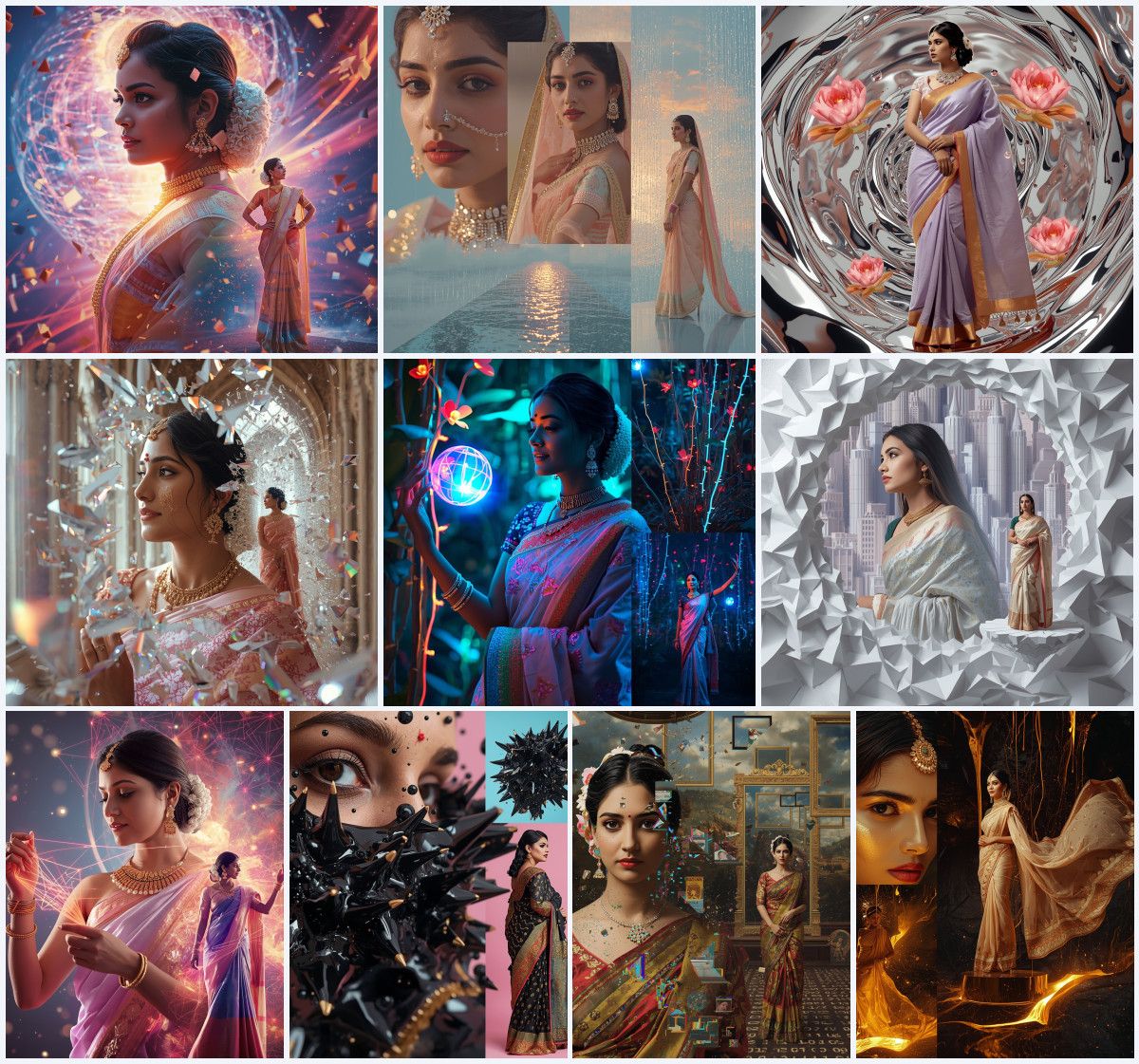 10+ Tiered Ruffle Gown-Style Fancy Saree AI Prompts for Elegant Movement via Gemini, Grok, and ChatGPT