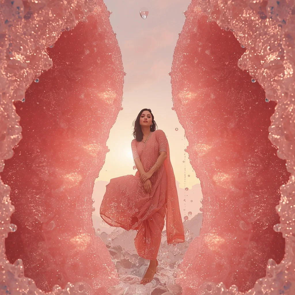 Anti-Gravity Liquid Diamond Geodes | Saree Traditional Ai Prompt Indian Culture AI Prompt