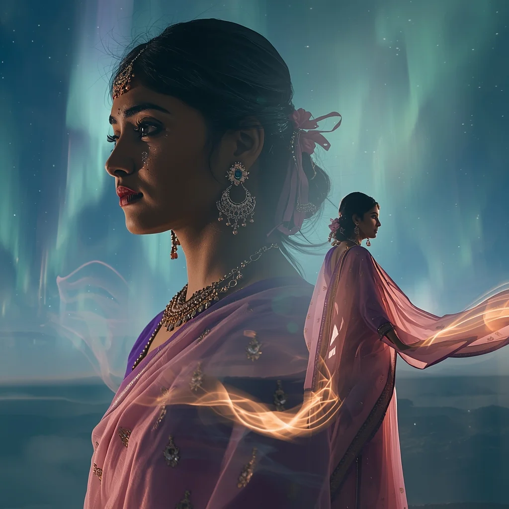 Celestial Silk Aurora Loop Collage | Instagram Girl Gemini Prompt AI Prompt