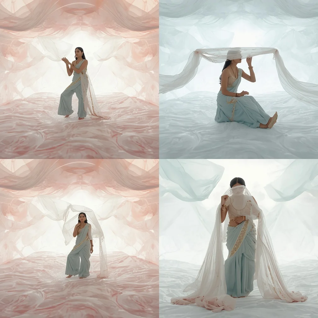 Cymatic Chiffon Ripple Matrices | Gemini Saree Prompt For Girl AI Prompt