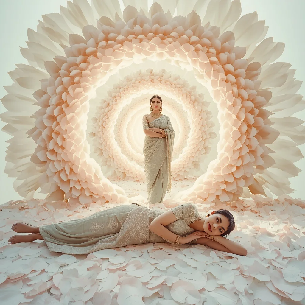 Cymatic Pastel Frost-Petal Mandalas | Saree Prompt Copy Paste AI Prompt