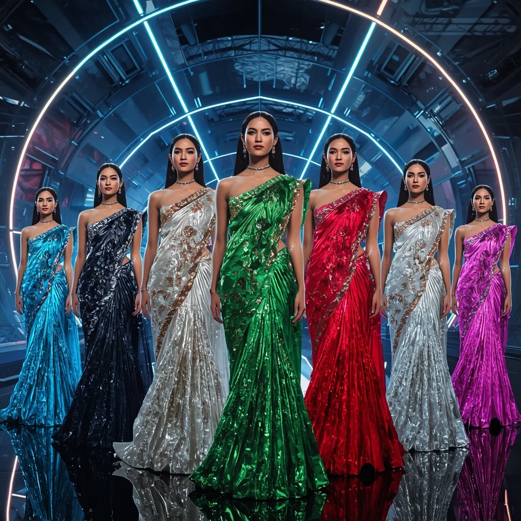 Emerald Thunder Celestial Infinity Queen Saree with Dynamic Fashion Poses and Neon Orbit Crystal Hyperdome | Ai Prompt For Reels AI Prompt