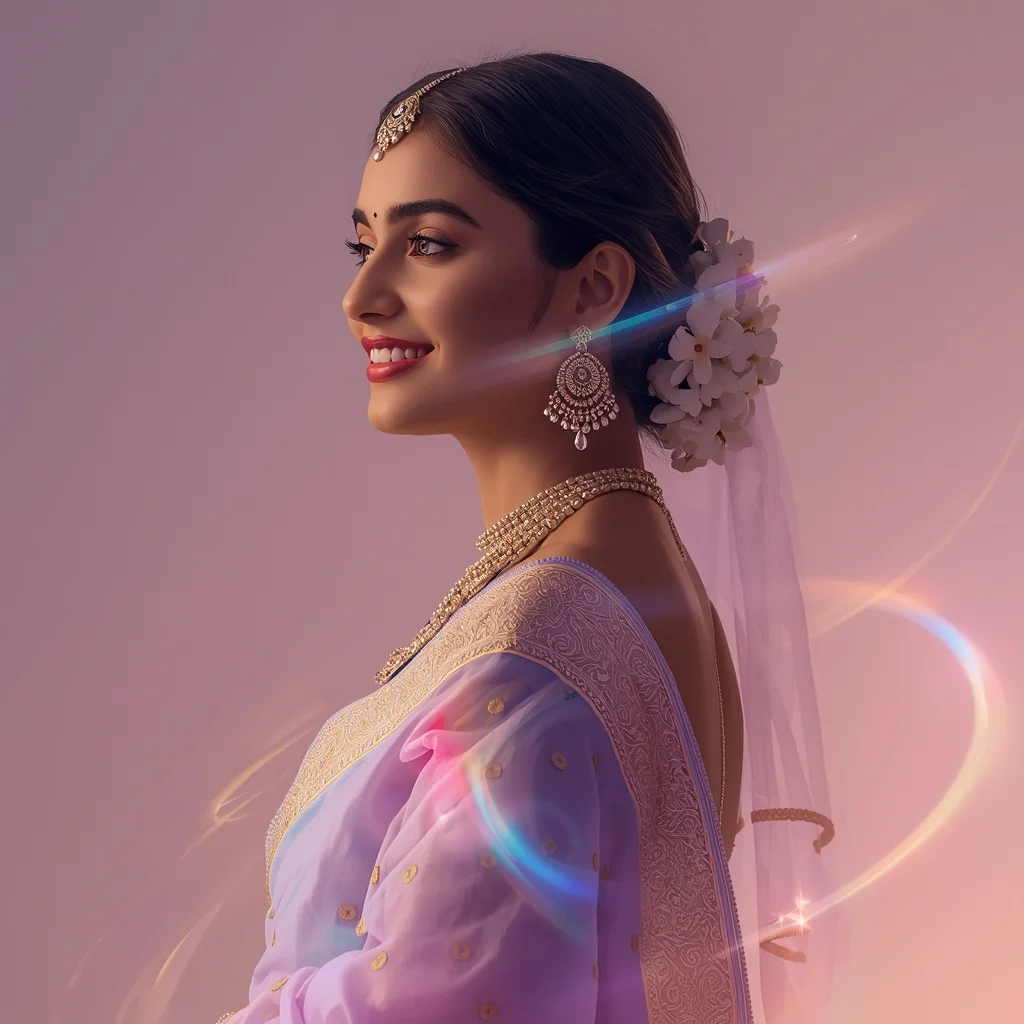 Enchanted Moon Pulse Drift Pastel Saree Indian Woman Premium Composition | Chatgpt Photo Editing Prompts For Girl AI Prompt