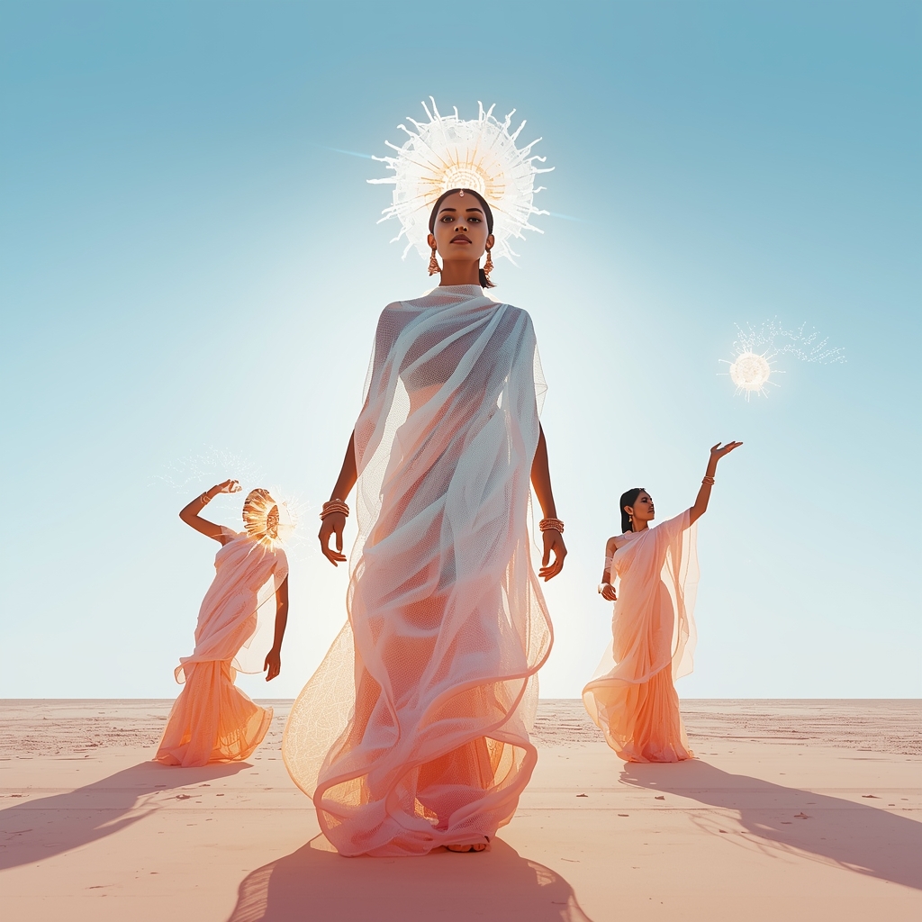 Fancy Festival Saree Aerogel Frost-Net | Cinematic Saree Ai Prompt AI Prompt