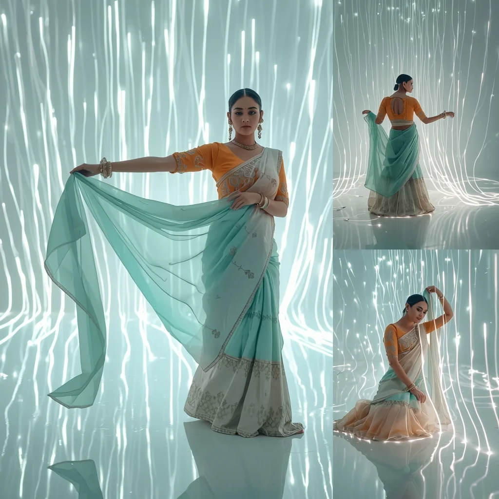 Fancy Festival Saree Smart-Memory Liquid Polymer | Prompt Trending Girl AI Prompt