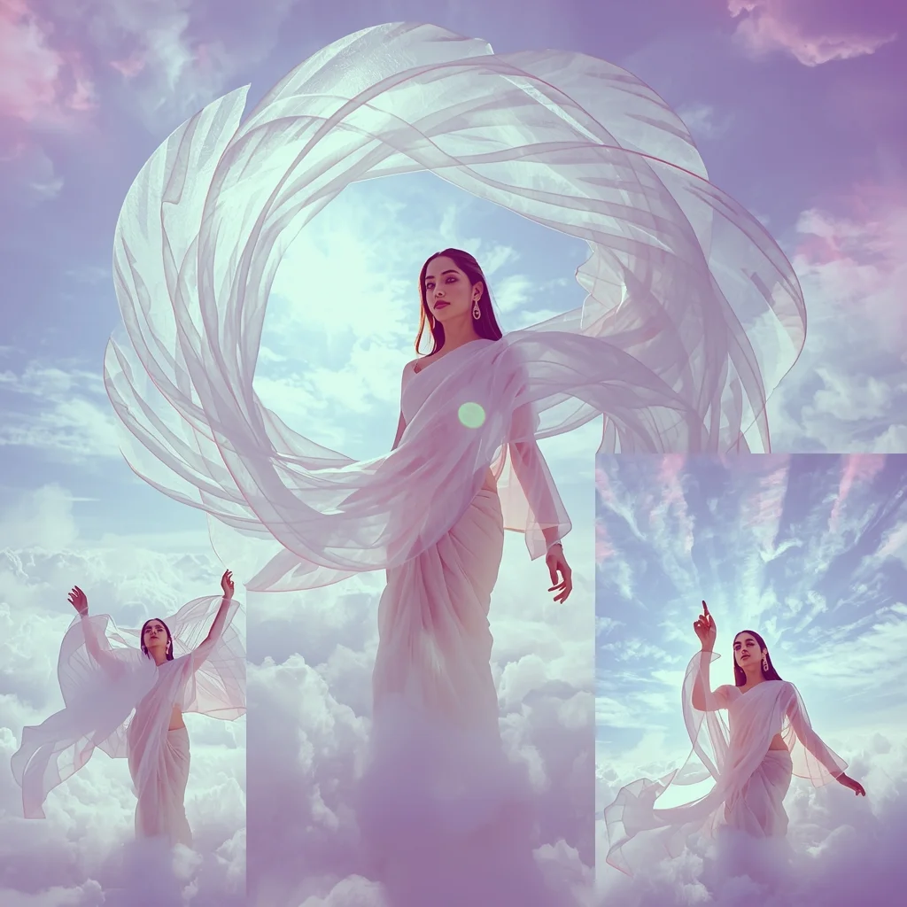 Festival Fancy Saree Aerogel Spun-Glass Cyclone | Saree Prompt Chatgpt AI Prompt