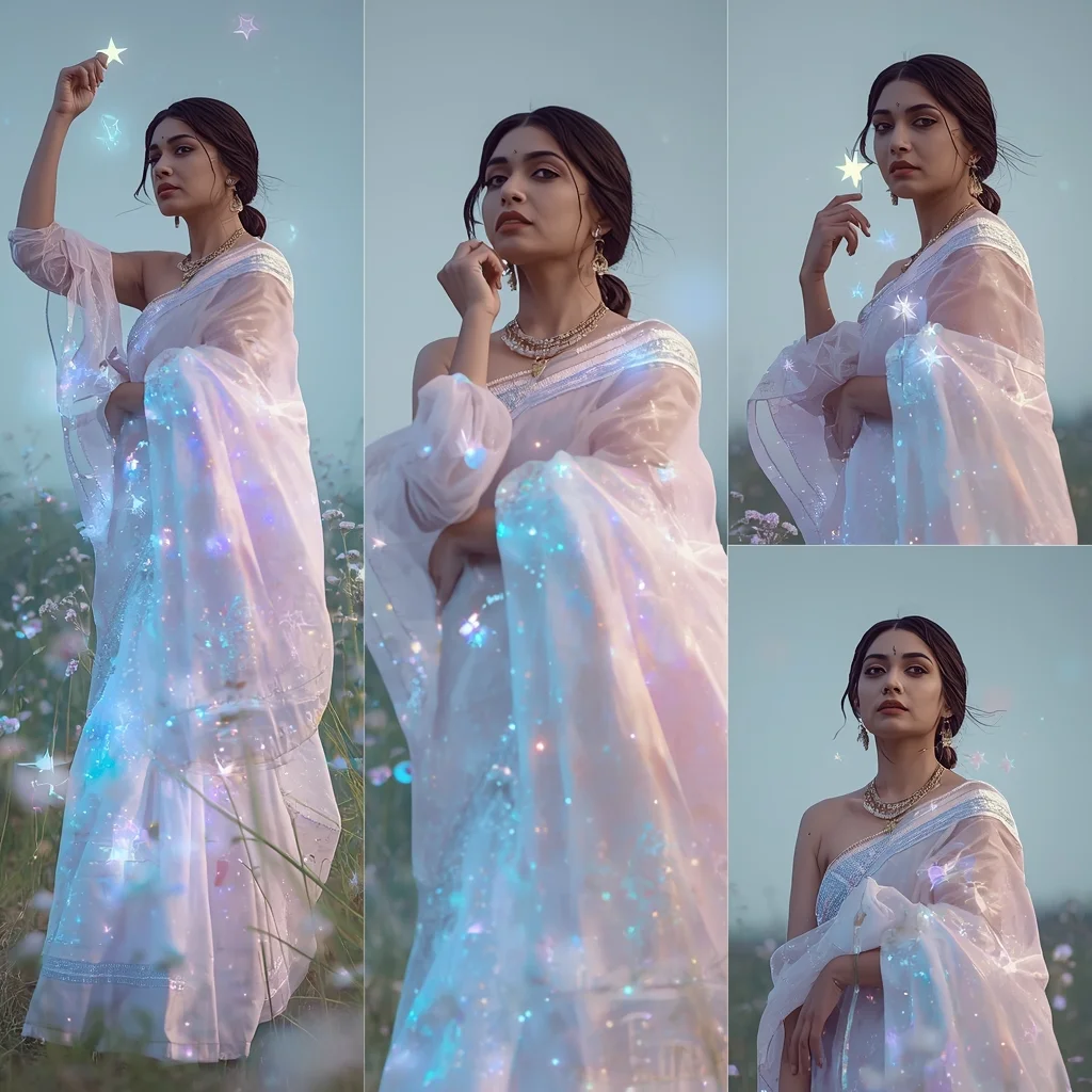 Festival Fancy Saree AR-Rendered Pastel Galaxy | Prompt Seen Trending Girl 2026 AI Prompt