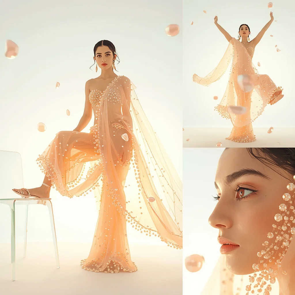 Festival Fancy Saree Quantum Levitation Hover-Beads | Chatgpt Photo Editing Prompts Trending Girl AI Prompt