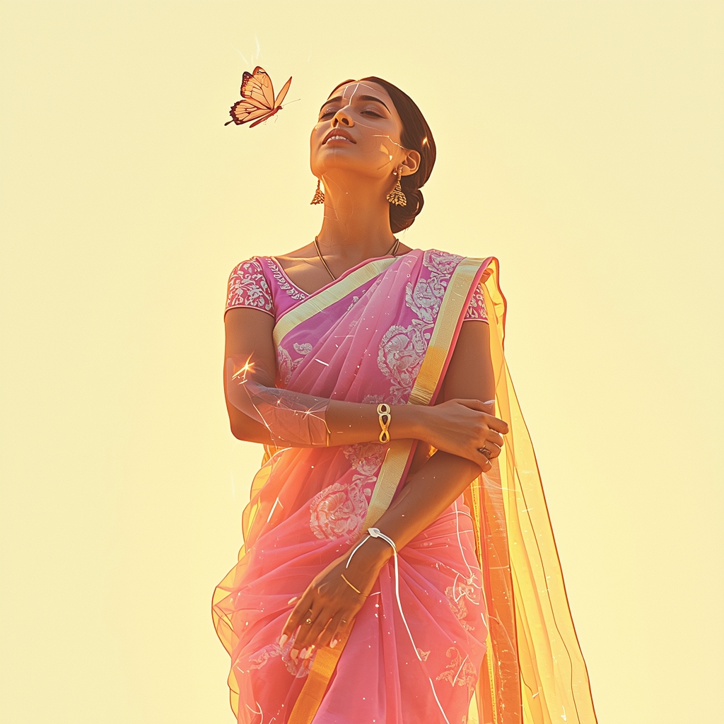 Festive Fancy Saree Bio-Engineered Luminous Silk-Spider Web | Saree Girl Ai Prompt AI Prompt