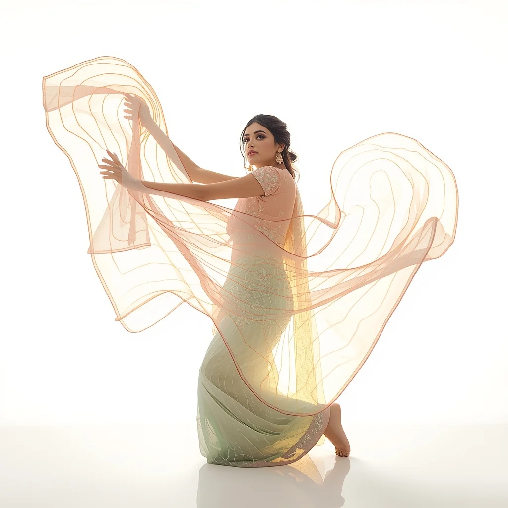 Festive Fancy Saree Hydro-Optic Glass Fiber Premium | Gemini Ai Saree Prompt AI Prompt