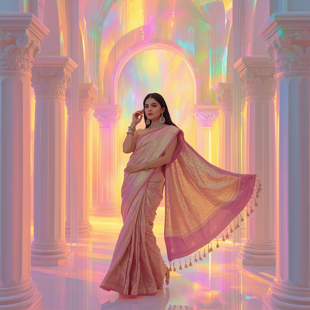 Festive Fancy Saree Pastel Prism Dream Pose | Prompt Seen Trending Girl 2026 Instagram AI Prompt