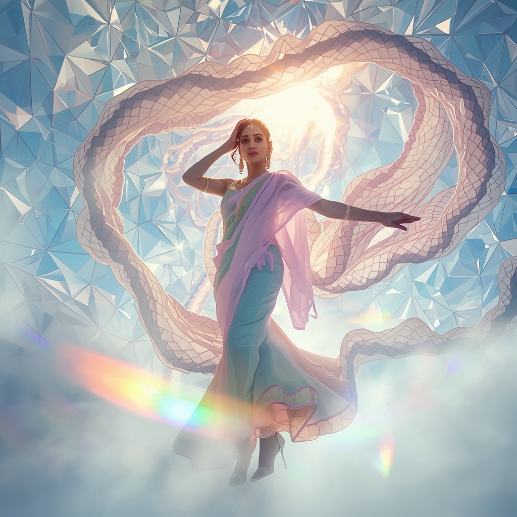 Festive Fancy Saree Photonic Crystal Wave-Guide | Saree Photoshoot Ai Prompt AI Prompt