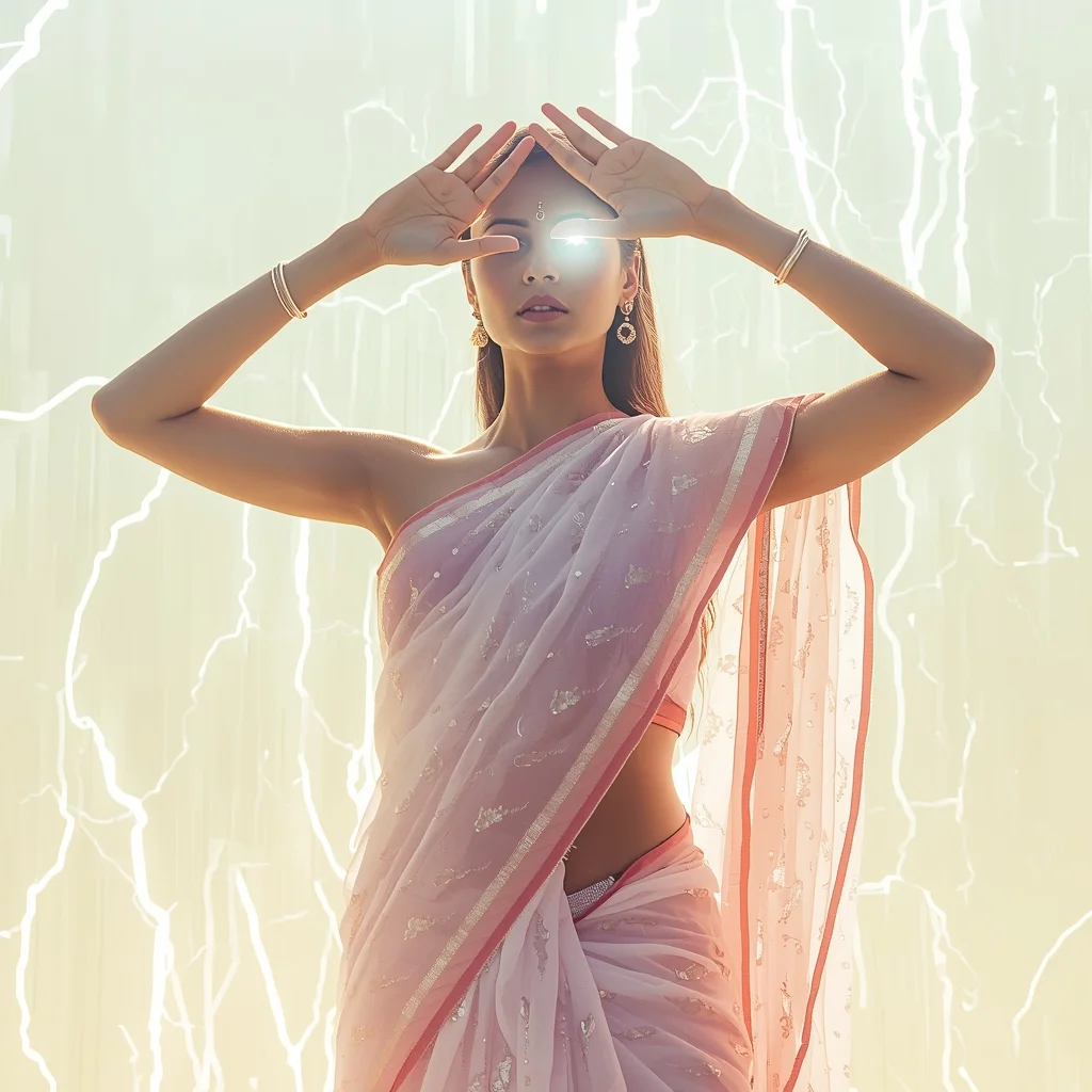 Festive Fancy Saree Piezoelectric Lightning Silk | Instagram Prompt For Traditional Look For Girl AI Prompt