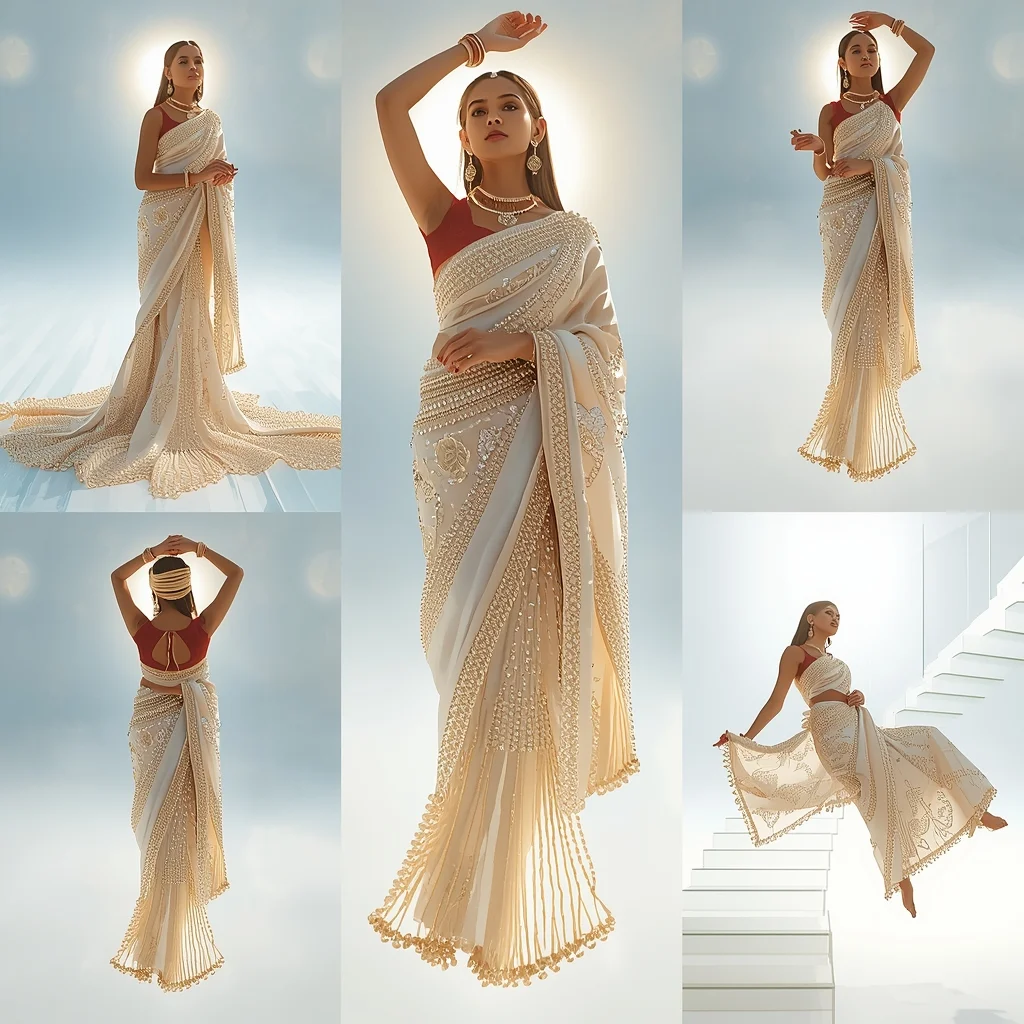 Festive Fancy Saree Programmable Liquid Pearl | Traditional Saree Prompt For Girl AI Prompt