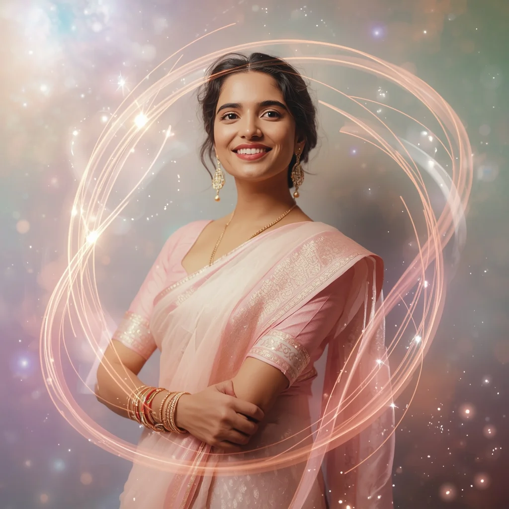 Festive Pastel Saree Cosmic Rings Collage | Indian Girl Galaxy Motion Aesthetic Soft Cinematic Viral Prompt | Saree Ai Prompt AI Prompt