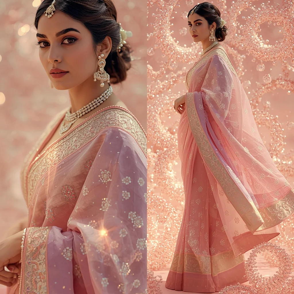 Festive Pastel Saree Creation Generates Creation Engines Collage | Source Multiplier Luxury Prompt | Copy Paste Ai Prompt AI Prompt