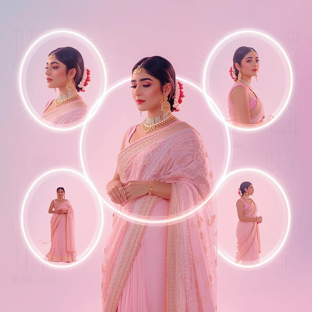 Festive Pastel Saree Energy Ring Portal Collage Modern Cinematic | Saree Ai Prompt AI Prompt