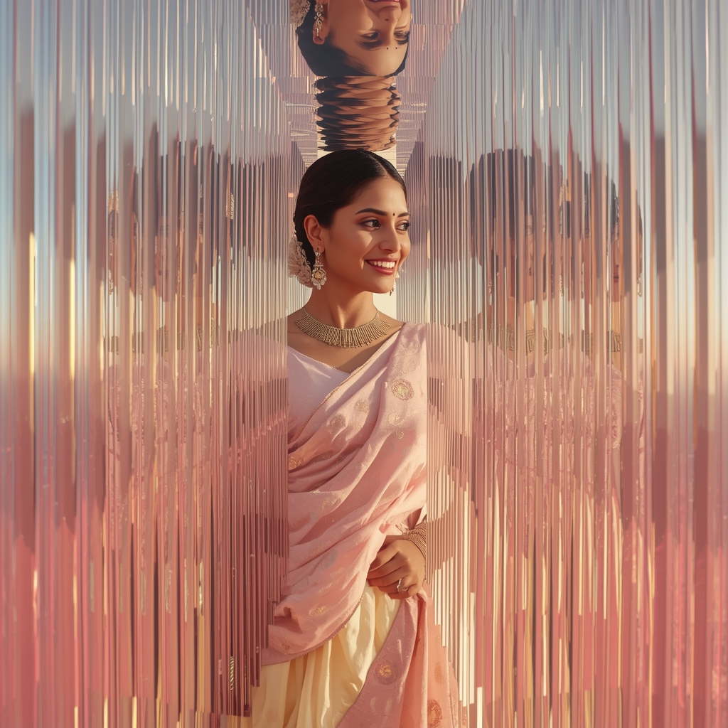 Festive Pastel Saree Mirror Shine Pulse Drift Cascade Horizon Collage | Saree Prompt AI Prompt