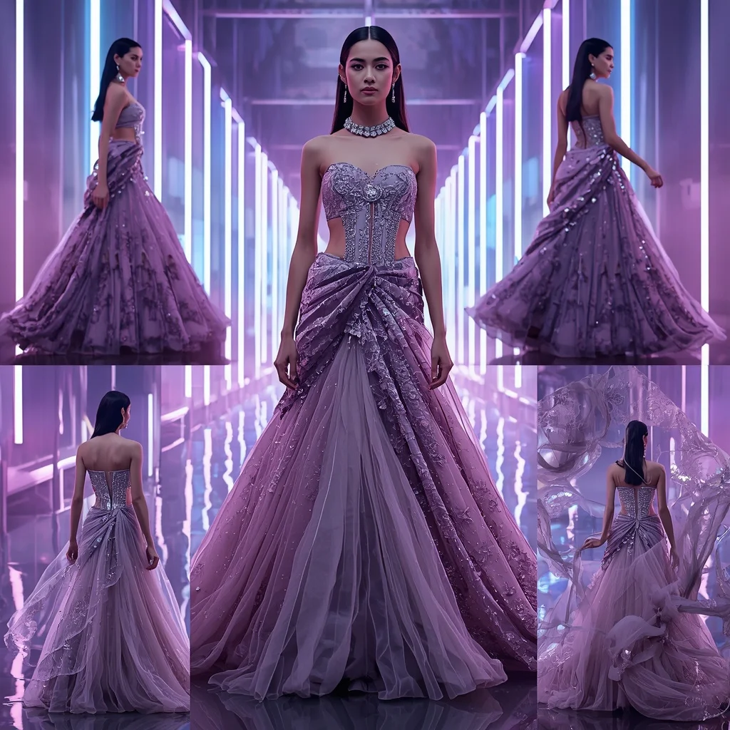 Frosted Orchid Royale Saree with Floating Aurora Hall | Indian Girl Ai Prompt AI Prompt