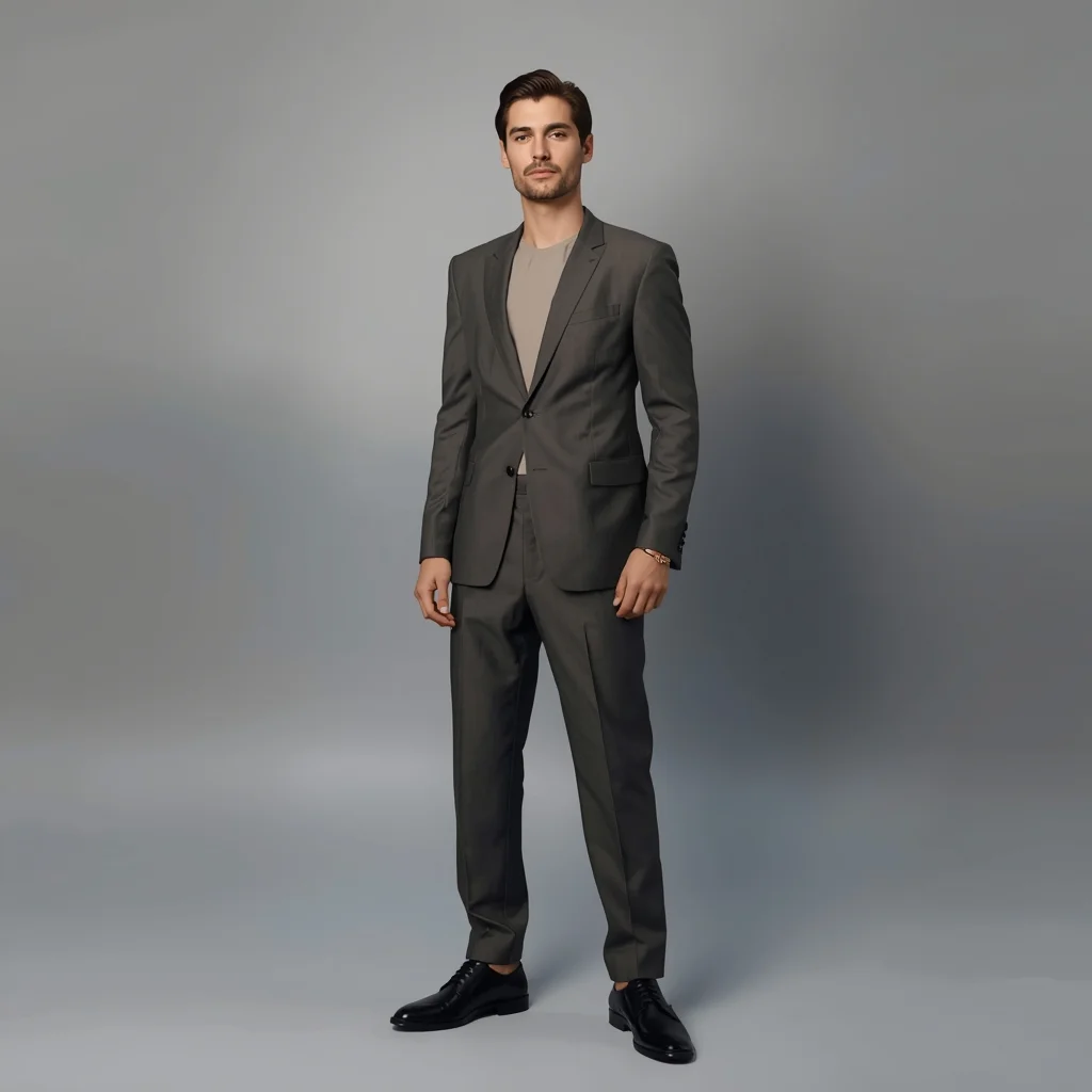 Full Body Soft Cool Platinum Studio Pose with Modern Masculine Elegance | Gemini Photo Prompt AI Prompt