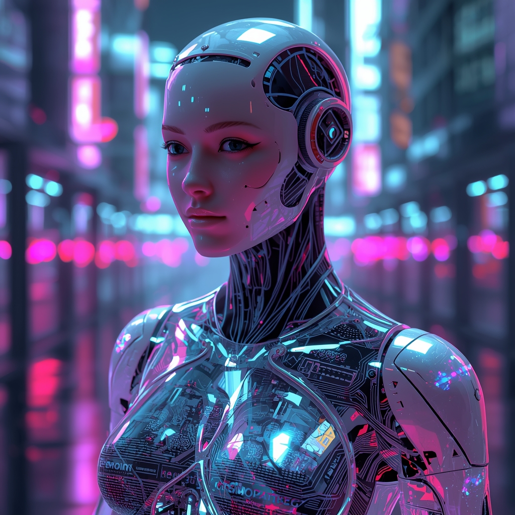 Futuristic AI Robot Girl with Transparent Holographic Body | Ai Photo Editing Prompt AI Prompt