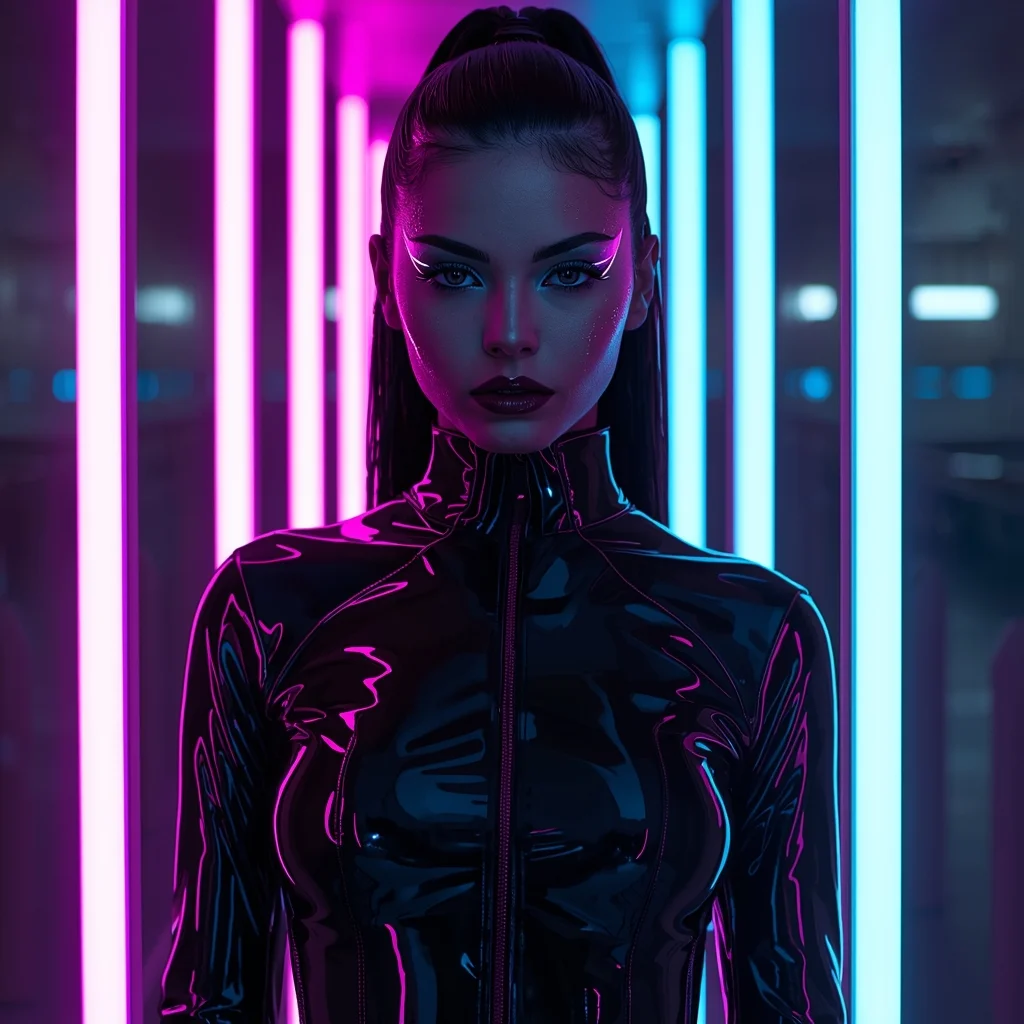 High Fashion Neon Cyberpunk Model | Ai Prompt Generator Free AI Prompt