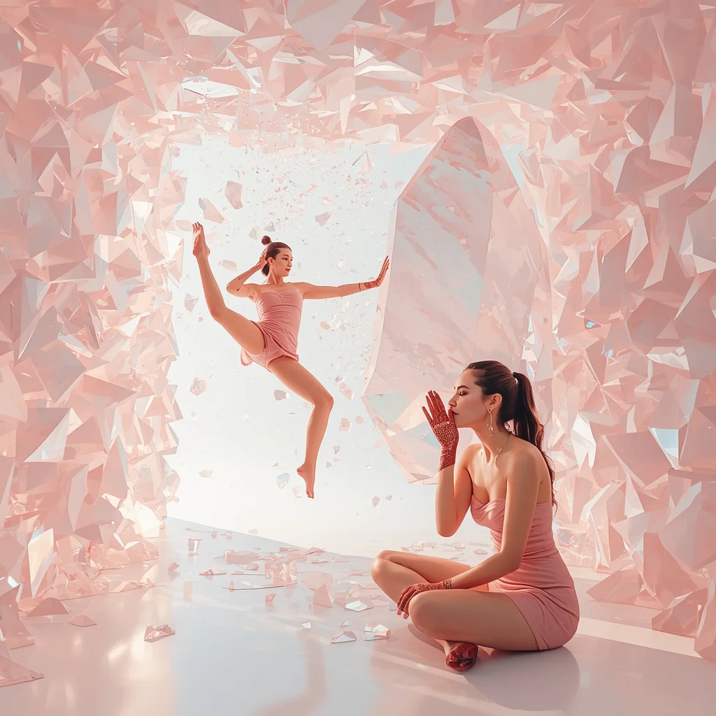 Holographic Pastel Rose-Quartz Matrices | Gym Influencer Ai Prompt AI Prompt