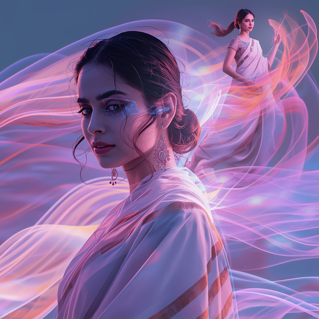 Pastel Saree Hyper Aurora Silk Wave Motion Dimension Cinematic Viral Prompt | Gemini Ai Prompt Saree Copy Paste