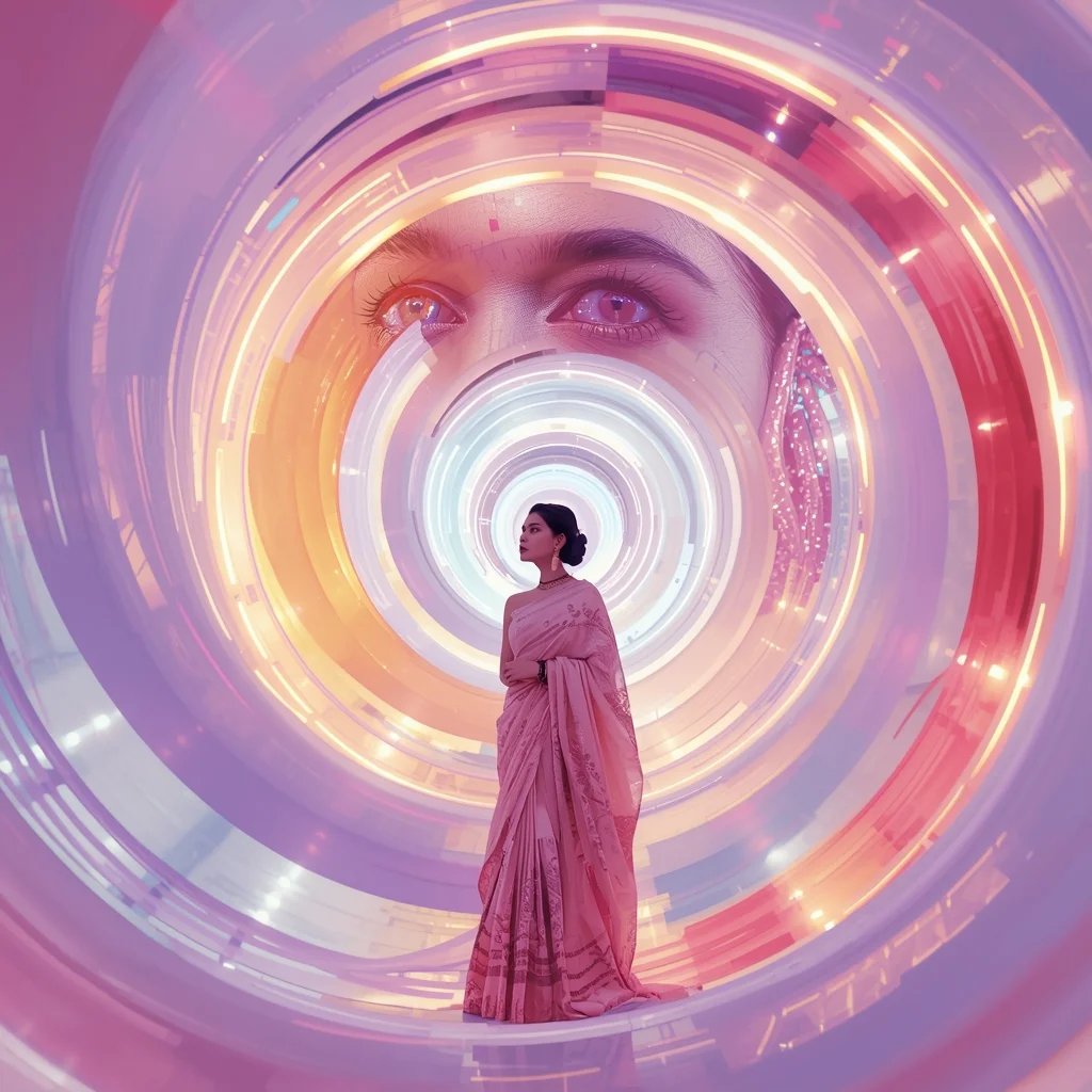 Pastel Saree Hyper Cosmic Light Helix Ascension Cinematic Viral Prompt | Saree Prompt For Gemini Ai AI Prompt