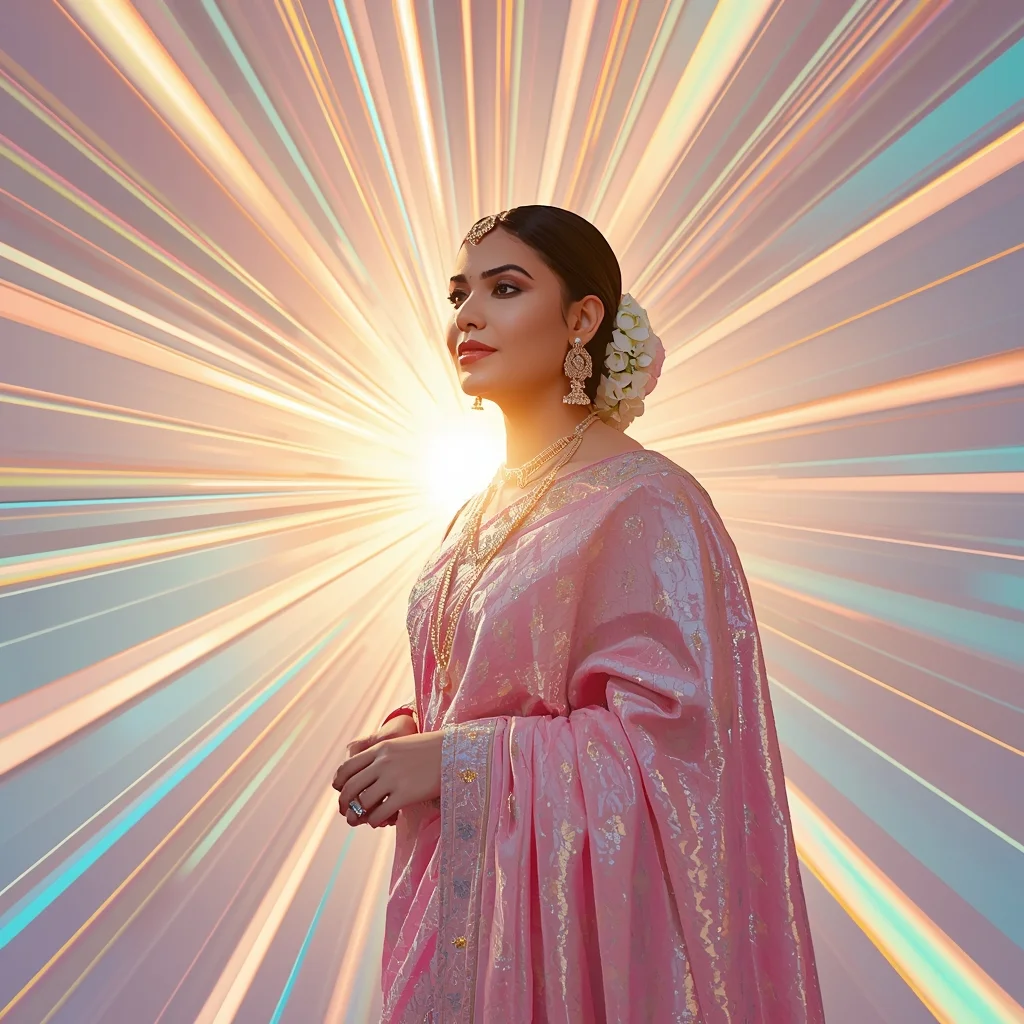 Pastel Saree Prism Spectrum Explosion Multi Layer Light Cinematic Viral Prompt | Saree Pose Ai Prompt For Image Generation AI Prompt