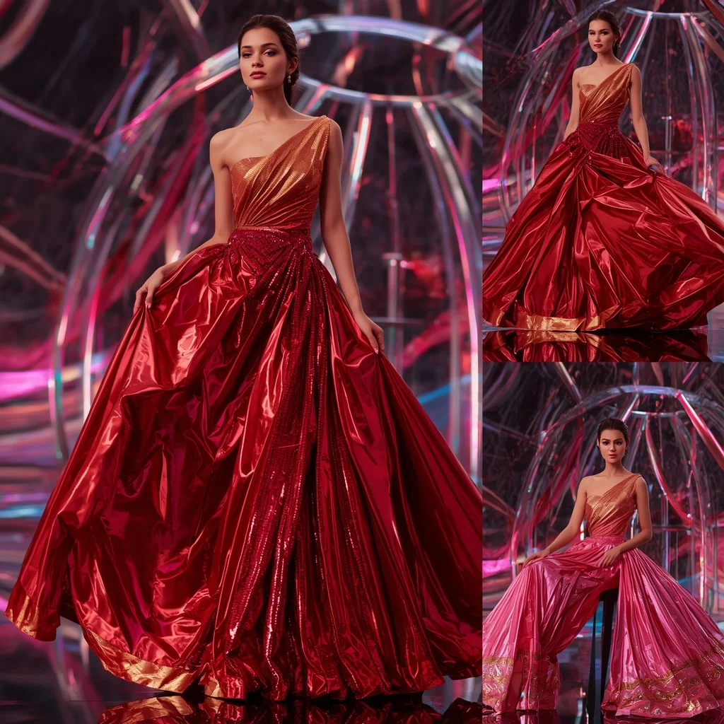 Ruby Pulse Saree with Floating Glass Dome | Saree Pose Ai Prompt For Image Generation
