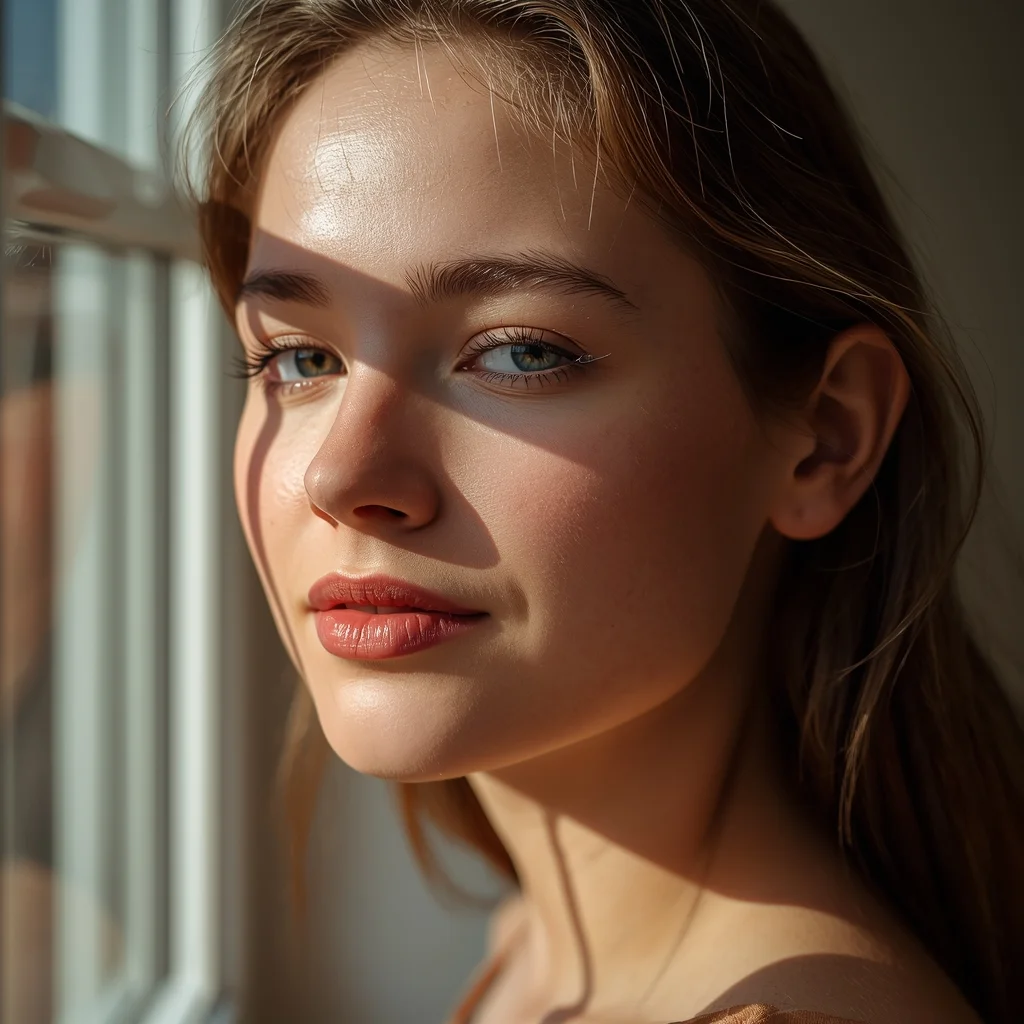 Soft Morning Window Light Portrait Girl – Fresh Natural Glow Look | Professional Photo Prompts AI Prompt