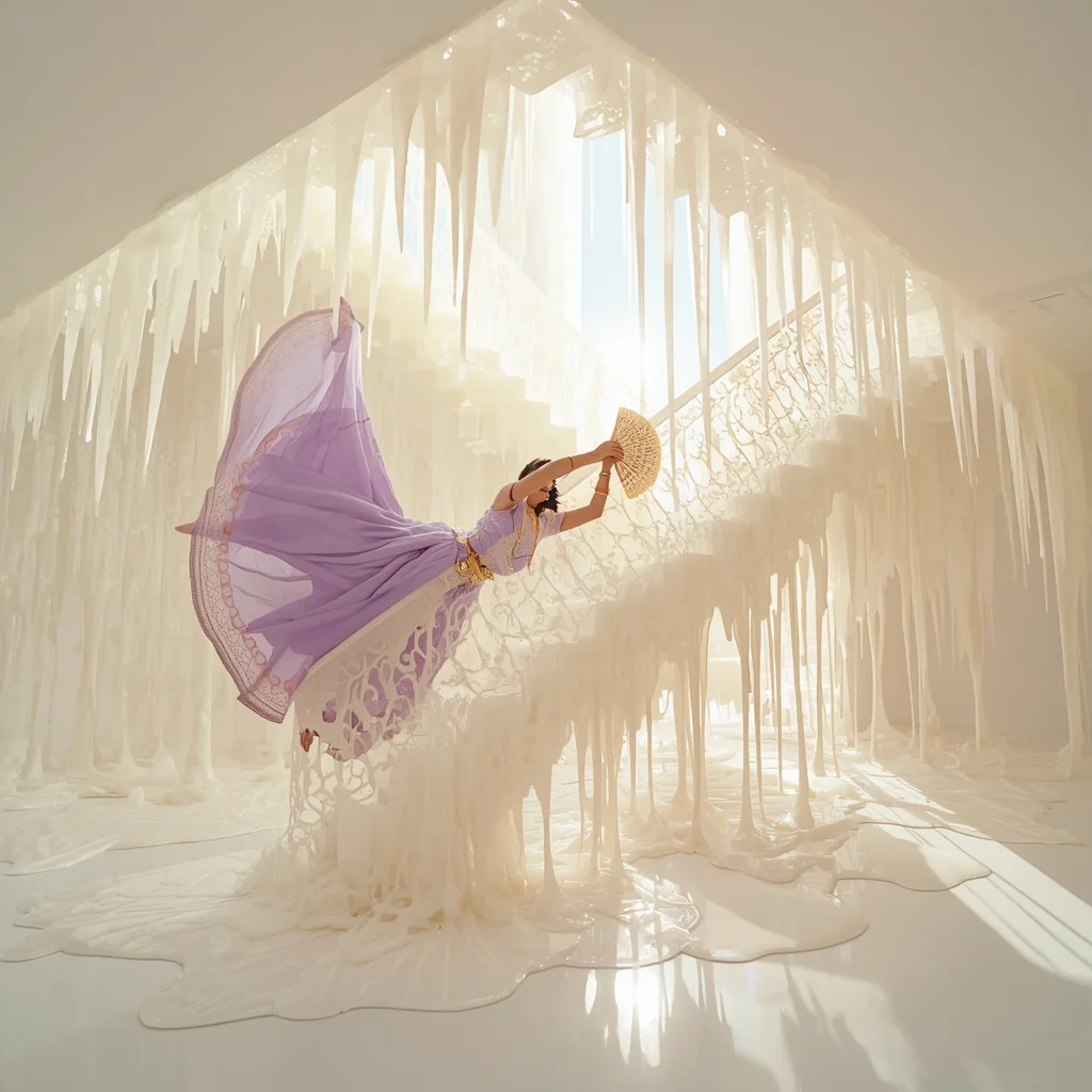 Time-Lapse Melting Sugar-Crystal Stairs | Saree Profile Pic Ai Prompt AI Prompt
