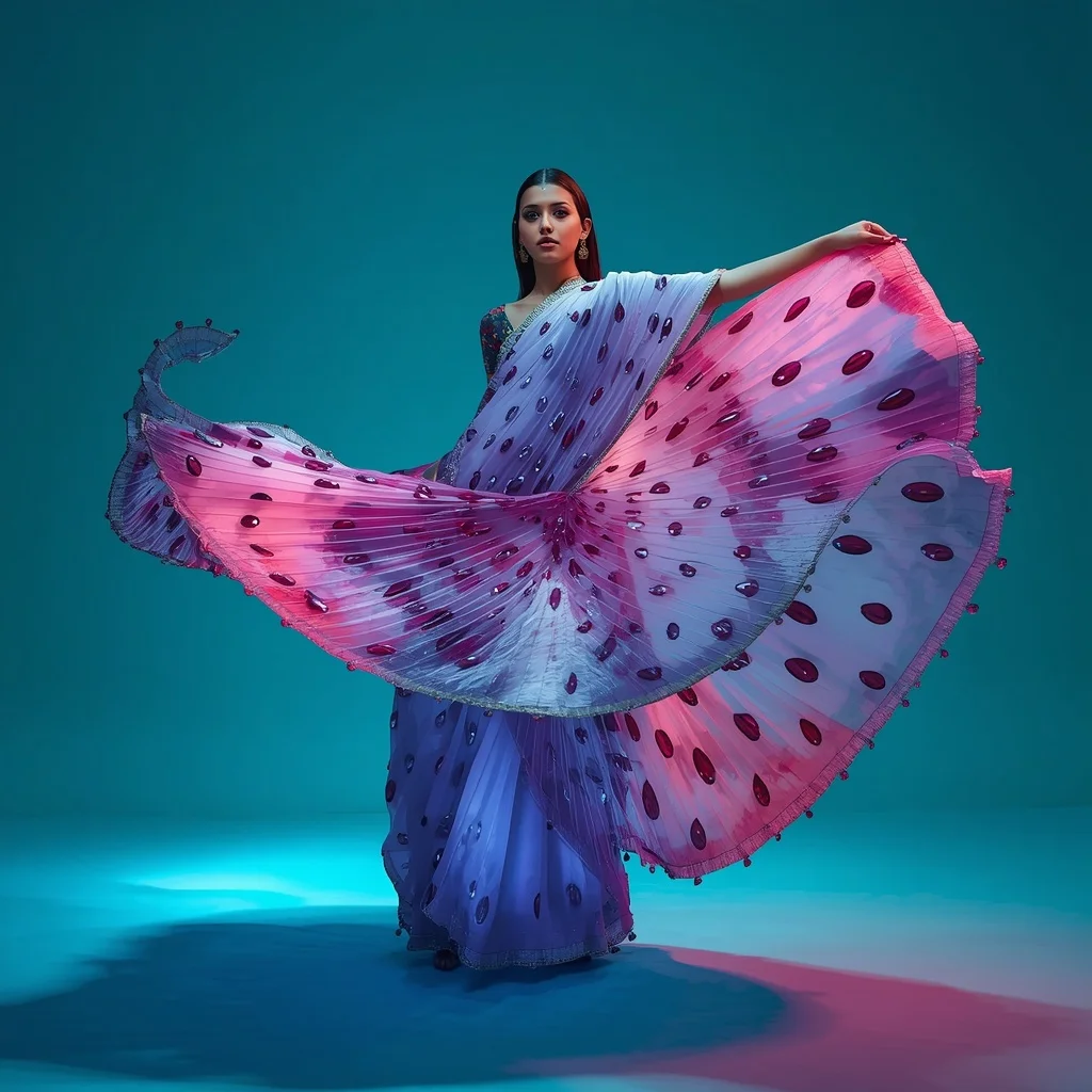 Trending 3D Molten Glass & Fiber Optic Galaxy Saree Poses | Aesthetic Saree Ai Prompt AI Prompt