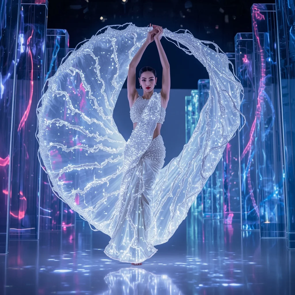 Viral 3D Liquid Diamond & Fiber Optic Ivy Festive Saree | Gemini Saree Ai Photo Prompt AI Prompt
