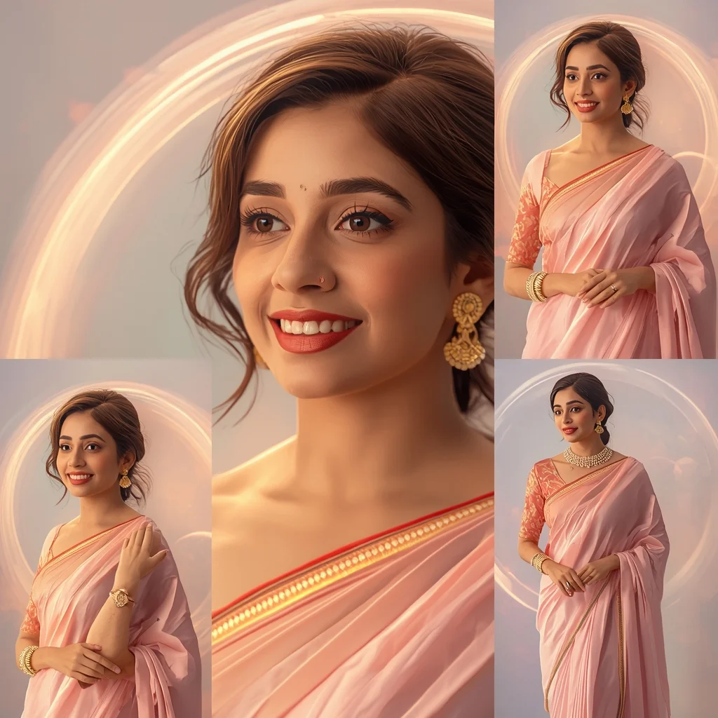 Vortex Pulse Halo Drift Pastel Saree Indian Woman Luxury Composition | Instagram Highlight Cover Ai Prompt AI Prompt