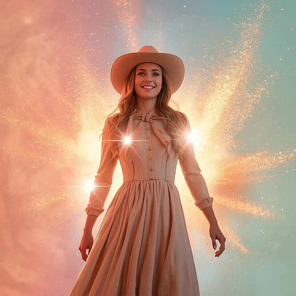Western Dress Glow Dust Explosion Collage Cinematic Aesthetic | Instagram Reel Ai Prompt AI Prompt